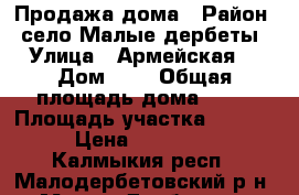 Продажа дома › Район ­ село Малые дербеты › Улица ­ Армейская  › Дом ­ 7 › Общая площадь дома ­ 90 › Площадь участка ­ 1 400 › Цена ­ 900 000 - Калмыкия респ., Малодербетовский р-н, Малые Дербеты п. Недвижимость » Дома, коттеджи, дачи продажа   